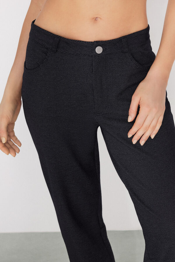 Pantaloni Lunghi Dritti Effetto Denim  