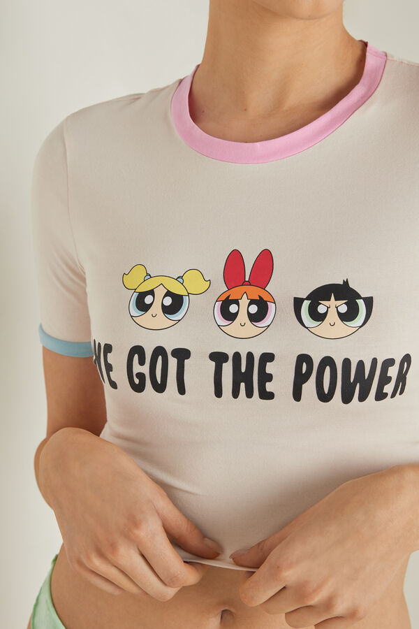 Krátké Bavlněné Tričko s Potiskem Powerpuff Girls  