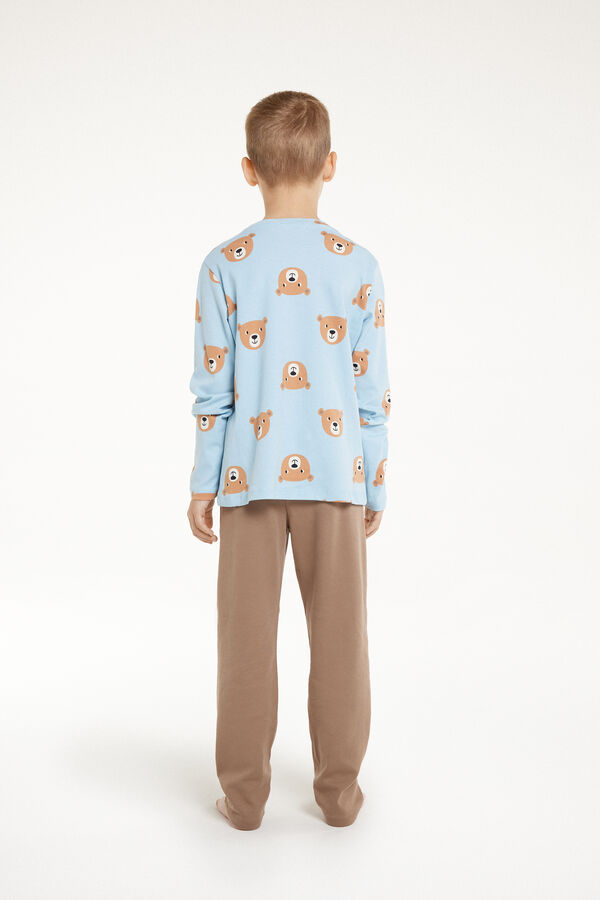 Boys’ Long Cotton Teddy Print Pyjamas  