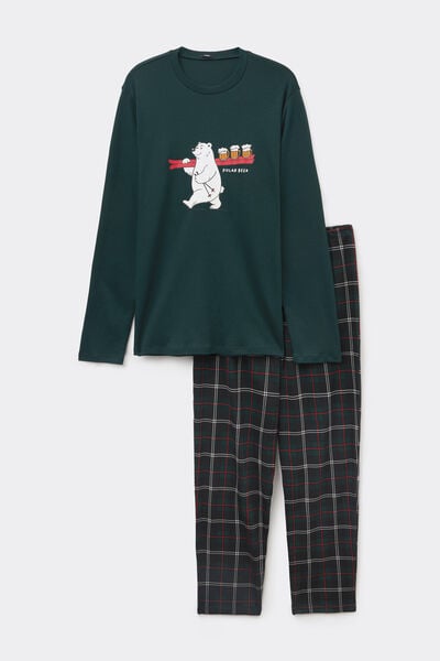 Long Heavy Cotton Pyjamas with Polar Bear Print