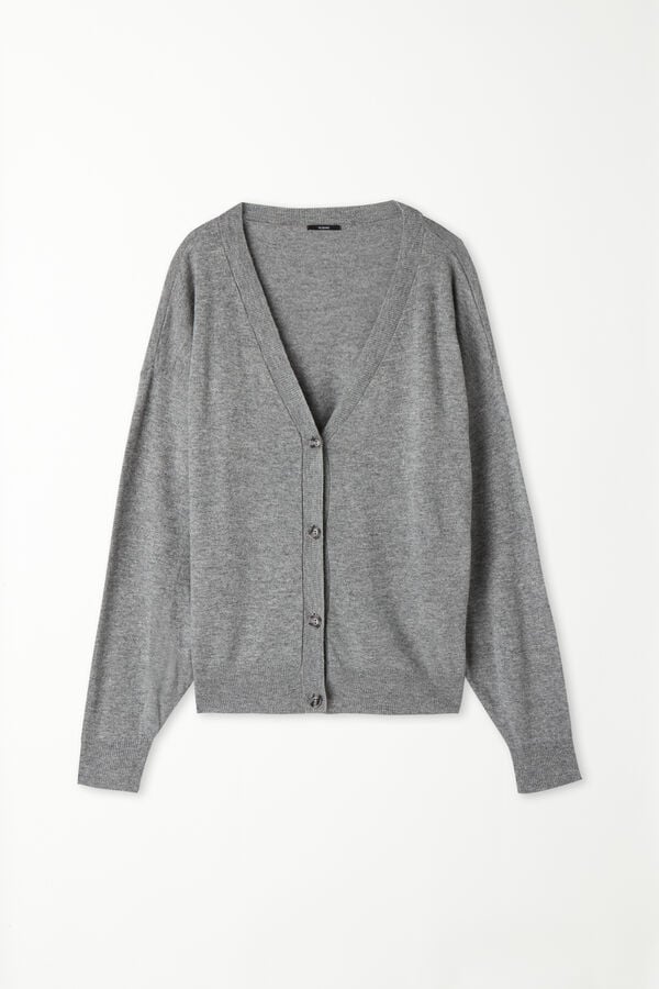 Long-Sleeved Button-Down Wool Cardigan  