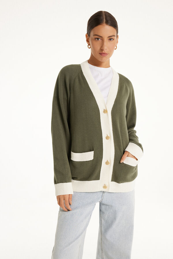 Long-Sleeved Fully-Fashioned Cardigan with Buttons  