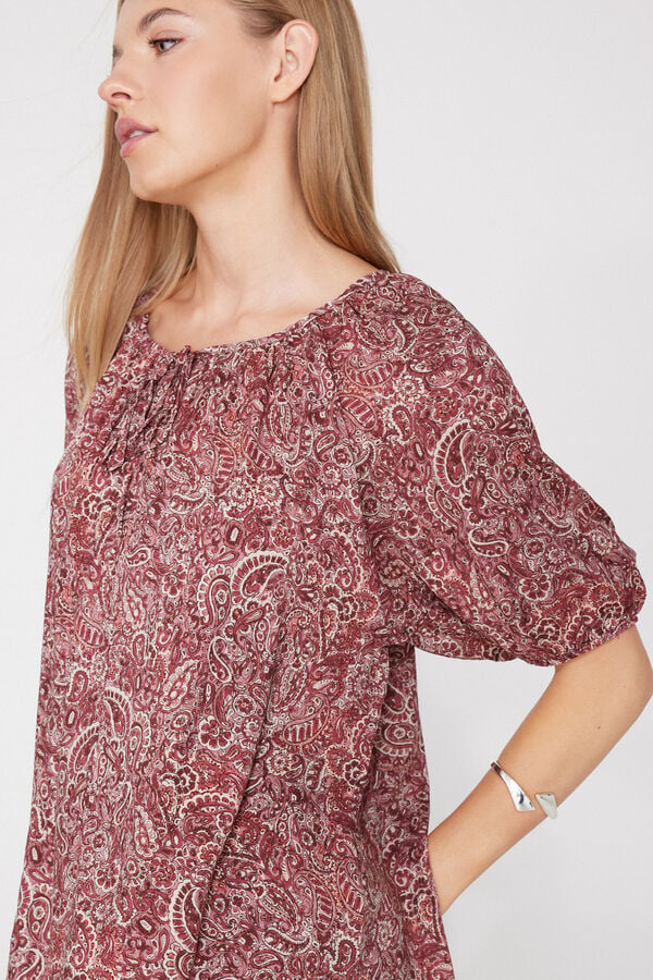 Short Sleeved Blouse in Viscose Canvas  