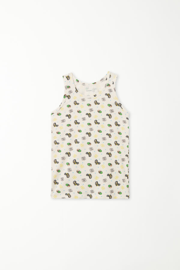Unisex Kids' Printed Cotton Camisole with Wide Shoulder Straps  