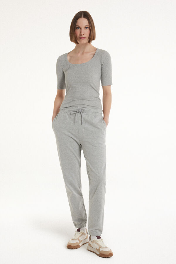 Футболка из Хлопка в Рубчик с Глубоким Круглым Вырезом - Футболки ...