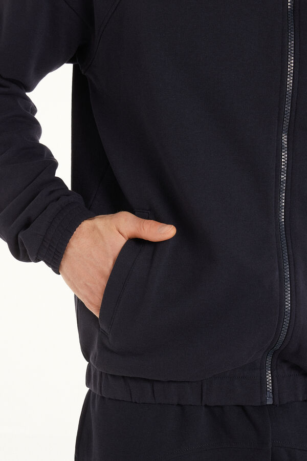 Basic-Sweatshirt mit langen Ärmeln, Reißverschluss und Taschen  