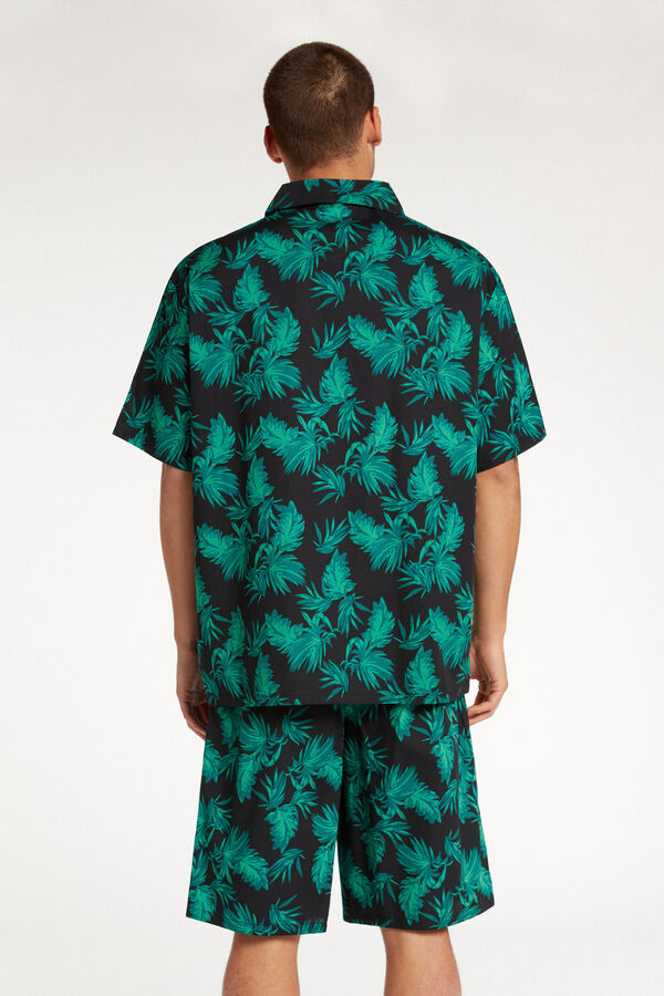 Kurzer Pyjama mit Hemdshirt aus Baumwolltuch  