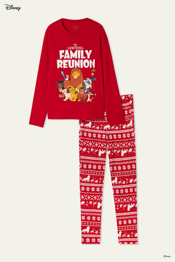 Pyjama Long Coton Lion King Rouge Noël  