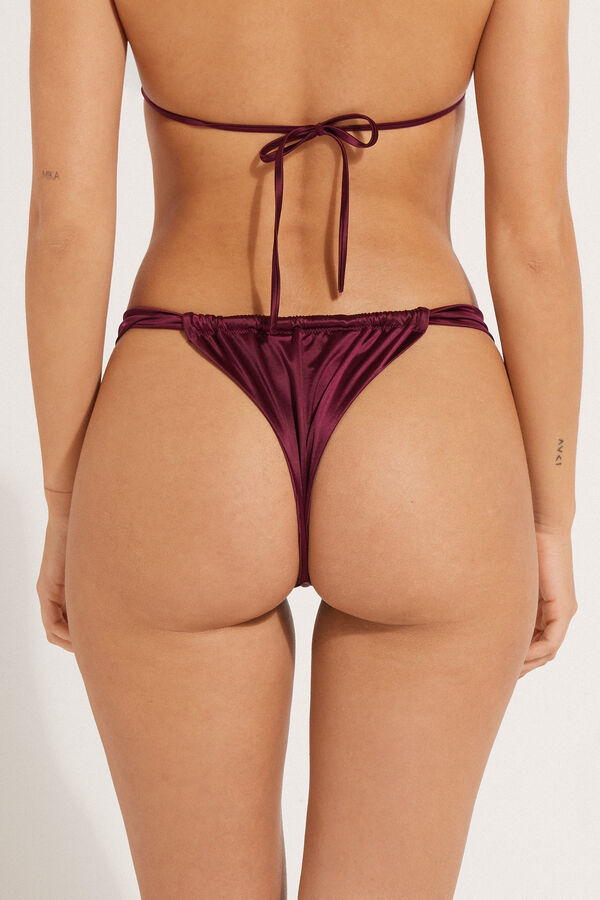 Panty Brasileña de Bikini Deslizante Burdeos Shiny  