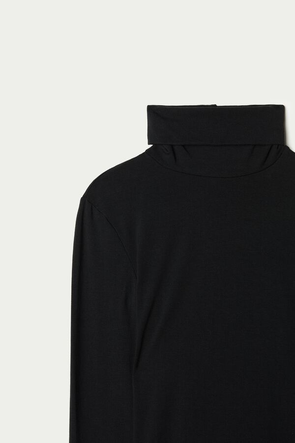 Cotton and Thermal Modal Polo Neck Top  