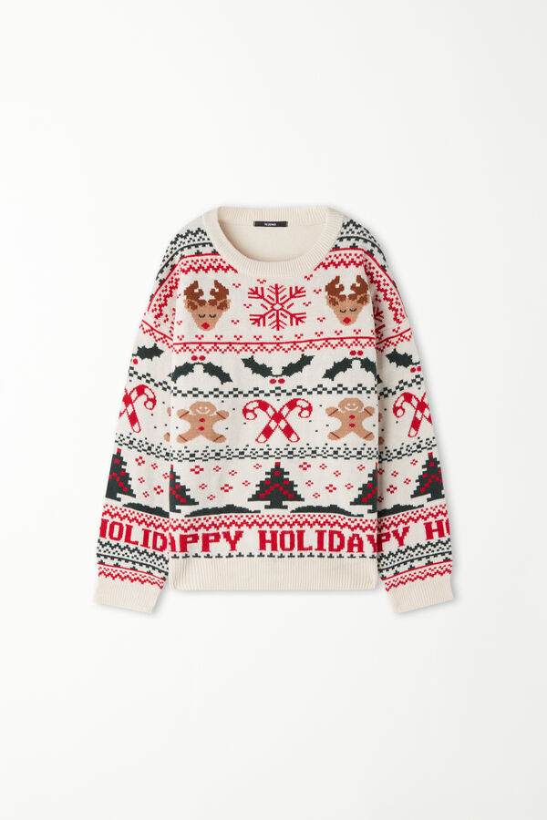 Kids’ Unisex Christmas-Print Crew-Neck Sweater  