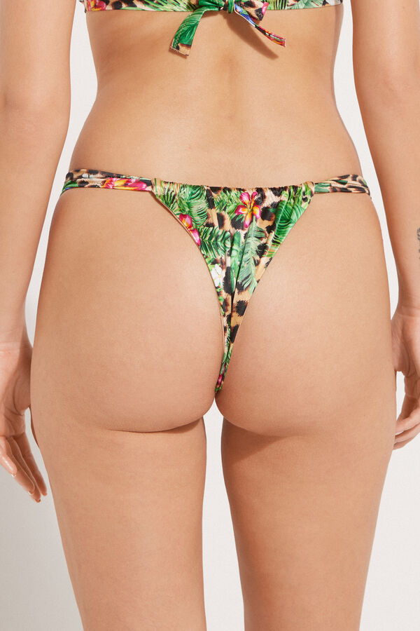 Wild Blossom Brazilian Bikini Briefs with Thin Tanga Panel  