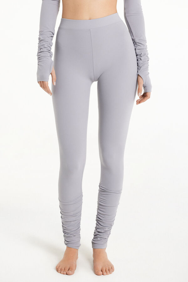 Soft Microfibre High-Waist Leggings with Gathering  