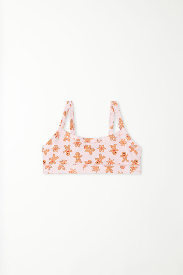 Girls' Cotton Bralette with Christmas Print  