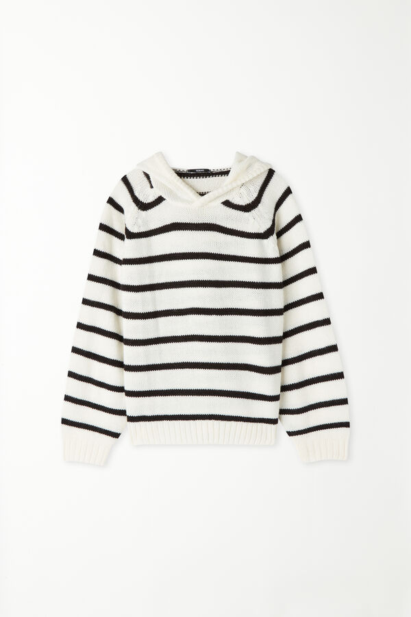 Boys’ Long-Sleeved Hooded Striped Sweater  