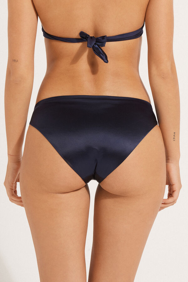 Shiny Navy Blue Classic Bikini Bottoms  