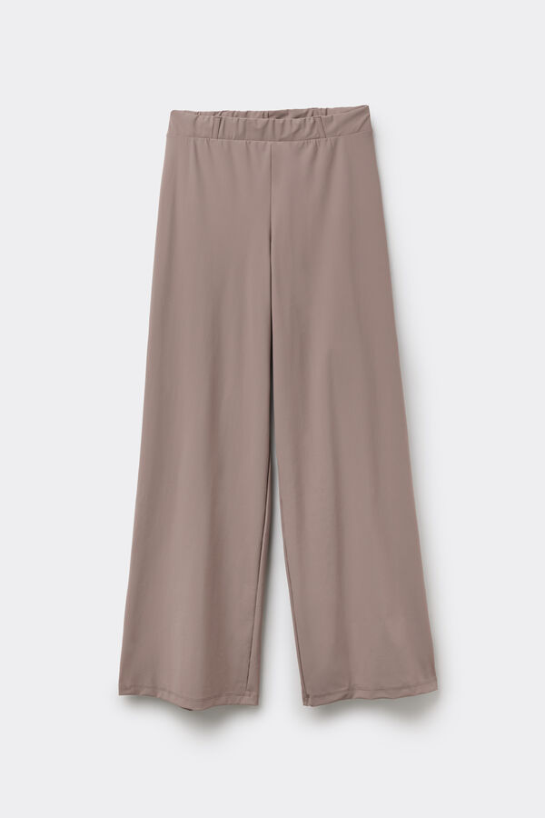Easy Fit Microfibre Long Palazzo Trousers  
