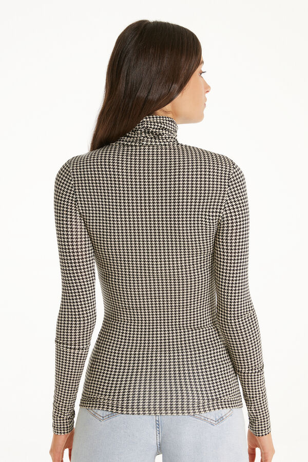 Printed Viscose Polo Neck Top  