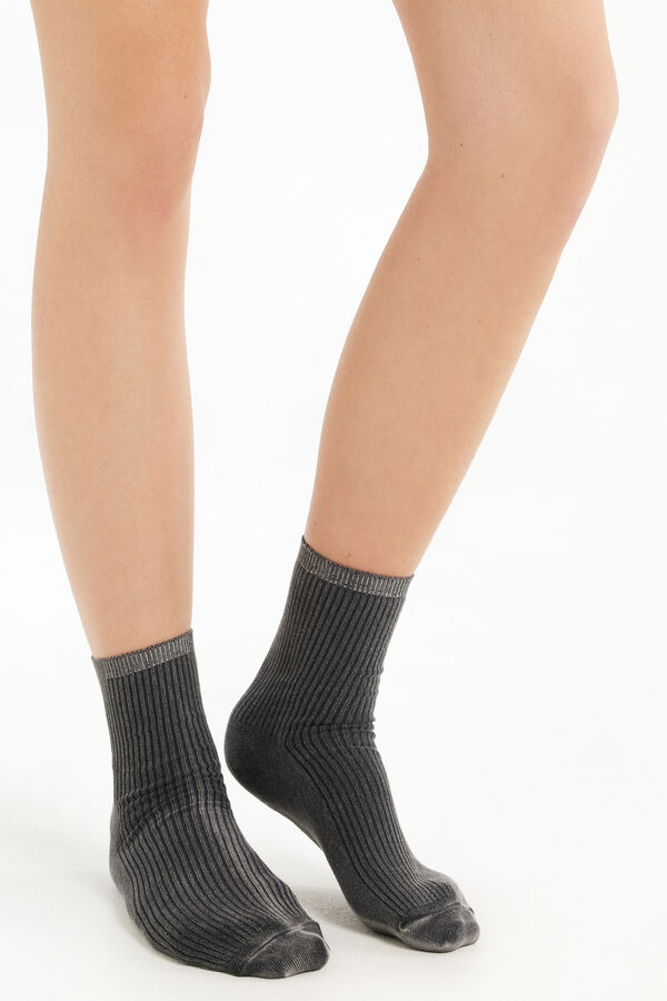 Nízke Ponožky z Rebrovanej Bavlny s Denimovým Efektom  