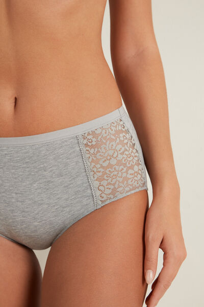 Cotton and Recycled Lace High-Waist Knickers