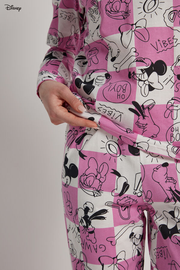 Dlouhé Bavlněné Kostkované Pyžamo Disney Mickey Mouse  
