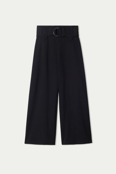 Milano Stitch Wide-Leg Trousers with Ring
