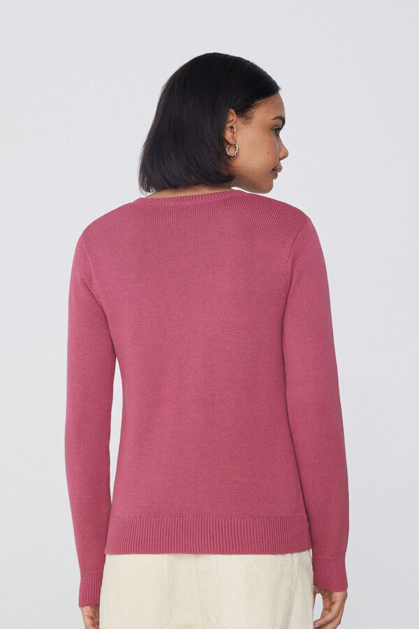 Langärmeliger Basic-Pullover mit Rundhalsausschnitt aus Baumwolle in Fully-fashioned-Verarbeitung  