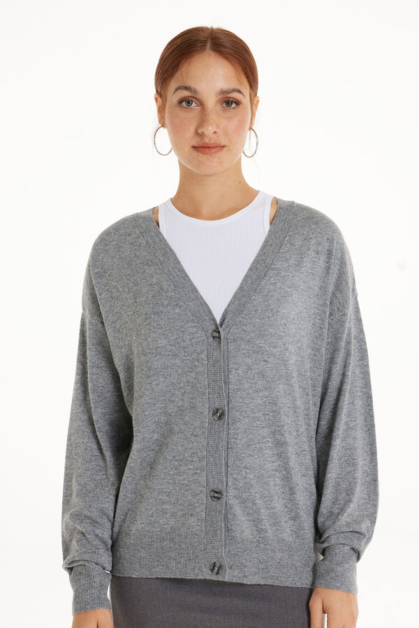 Long-Sleeved Button-Down Wool Cardigan  