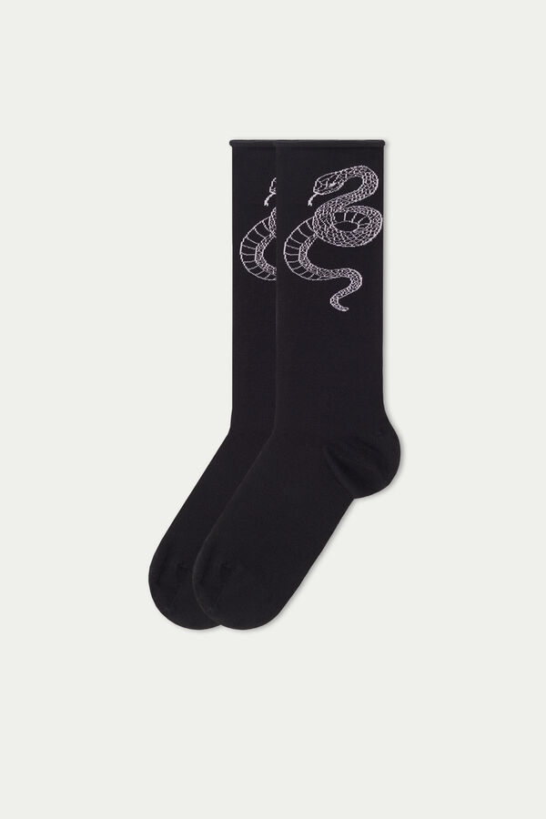 Dlouhé Vzorované Ponožky z Lehké Bavlny  