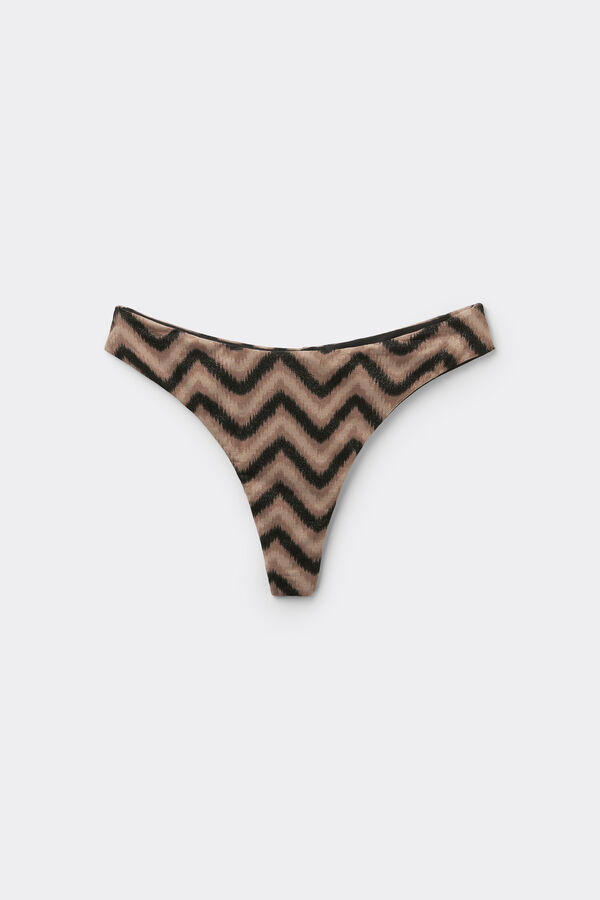 Brazilian-Bikinislip mit hohem abgerundeten Beinausschnitt Chevron Shine  
