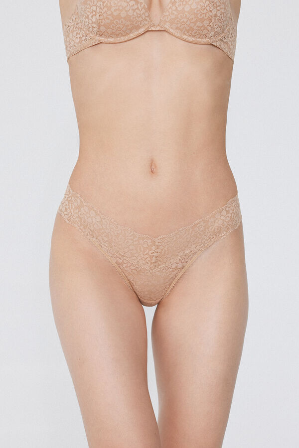 High-Leg Recycled Lace G-String  