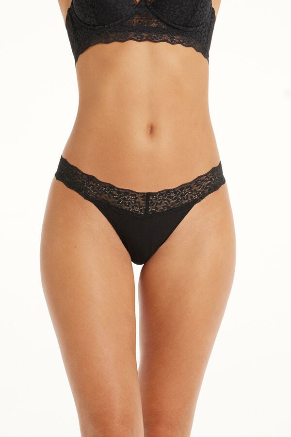 Cotton and Recycled Lace Brazilian Briefs  