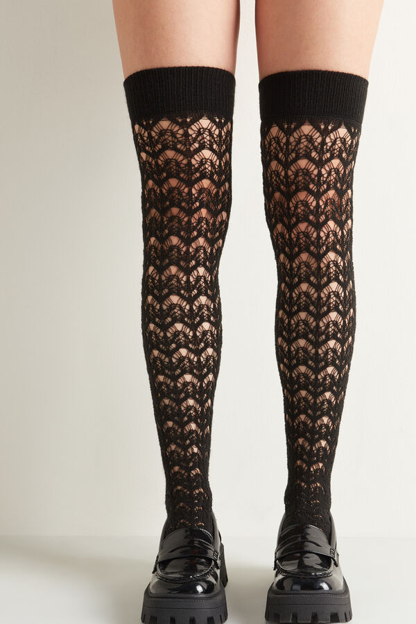 Maxi Knee High Socks with Openwork Pattern  