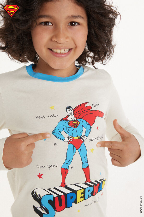 Długa Chłopięca Piżama Bawełniana z Nadrukiem Superman  