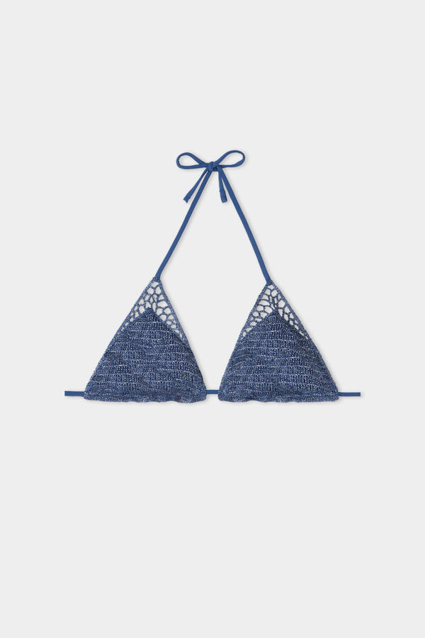 Shiny Crochet Triangle Bikini Top  