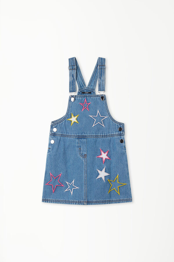 Stars Denim Mini Skirt Dungarees  