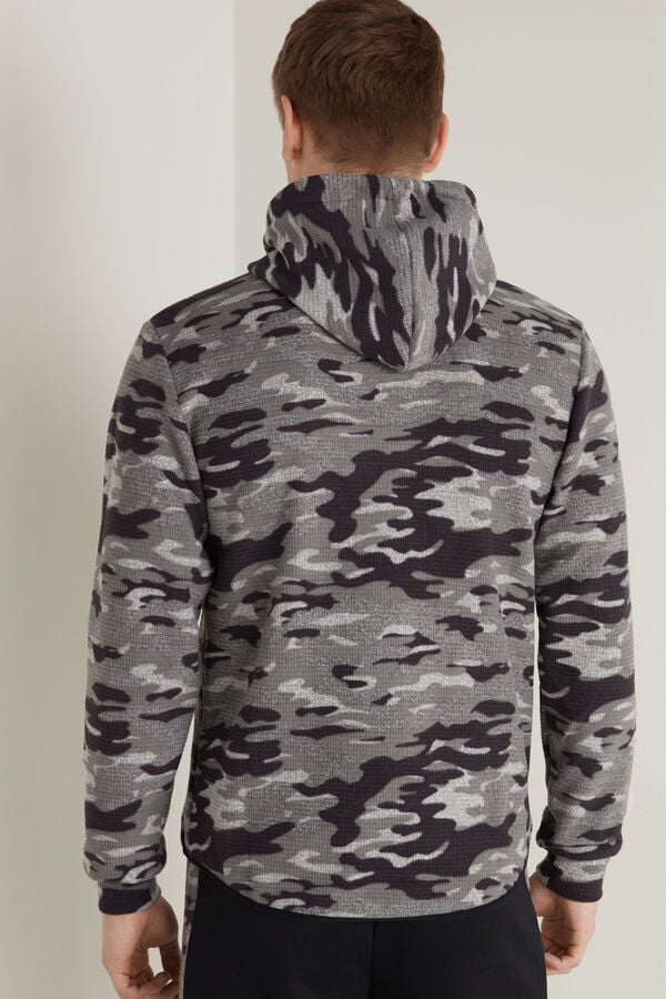 Sweatshirt aus Fleece mit Print und Reißverschluss  