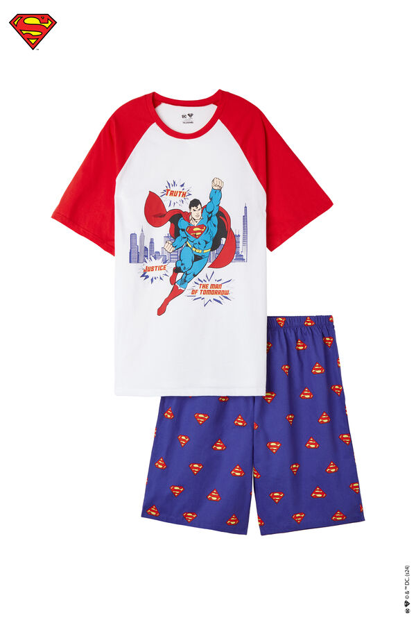 Pijama Lungă din Bumbac cu Imprimeu Superman  