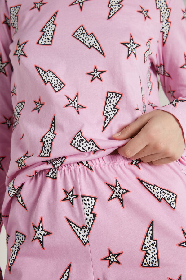 Pijama Lungă din Bumbac Imprimeu Fulgere  