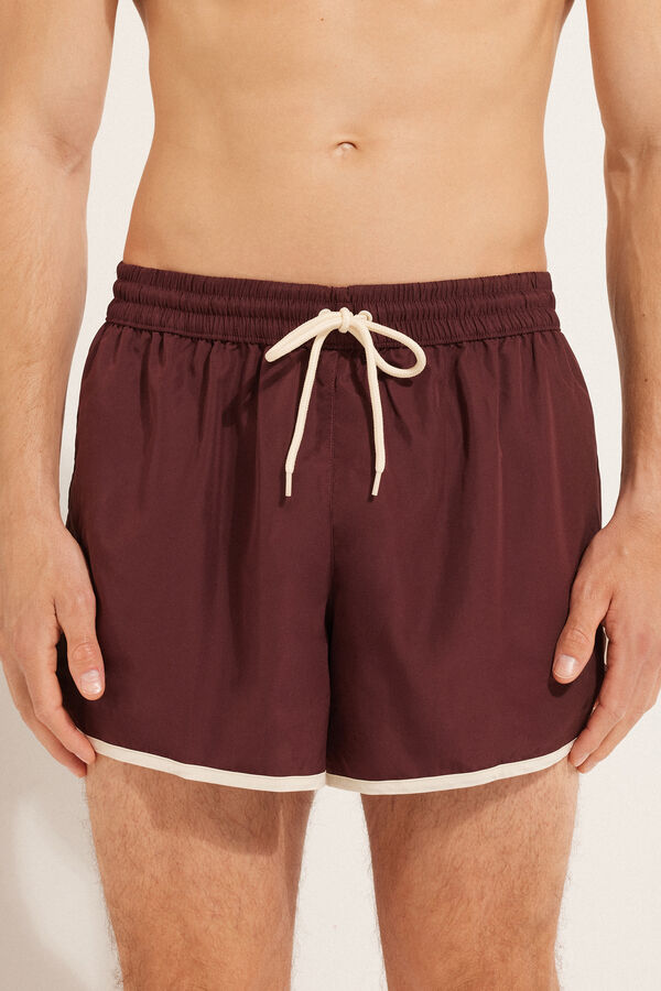 Short Recycled Swimming Shorts with Piping  