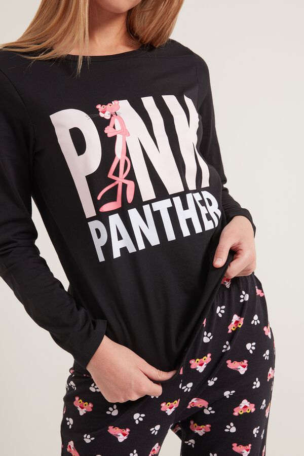 Mirilla ventaja Empleado Pijama Largo de Algodón con Estampado «Pink Panther» Negro | Tezenis