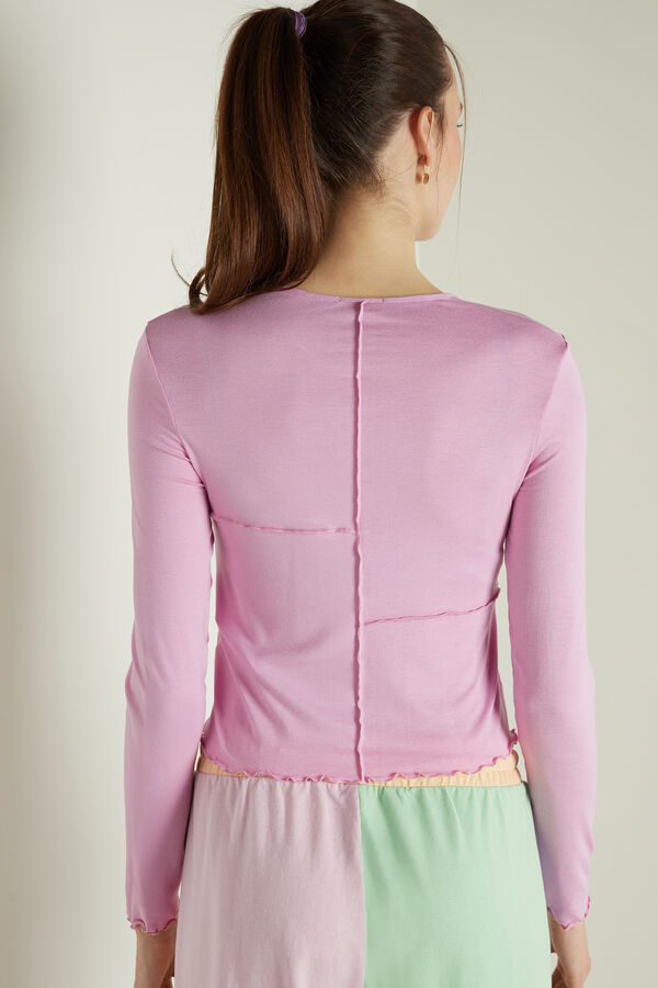 Long-Sleeve Light Viscose Jumper with Stitching Detail  