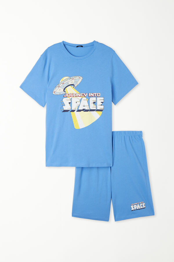 Krátke Bavlnené Pyžamo s Potlačou Space  
