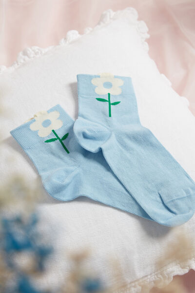 Patterned Cotton Crew Socks