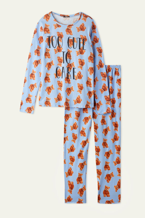 Bear Print Long Cotton Pyjamas  