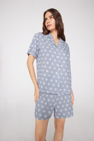 Pijama Corto Abierto de Tela Gofrada