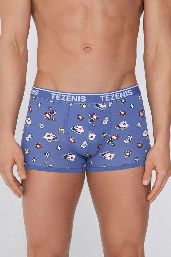 Printed Cotton Boxers with Contrasting Trim and Logo  