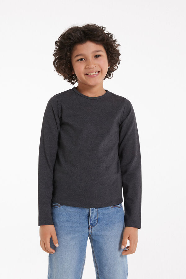 Sweter Dziecięcy Unisex z Bawełny Termicznej, z Długim Rękawem i Okrągłym Dekoltem  
