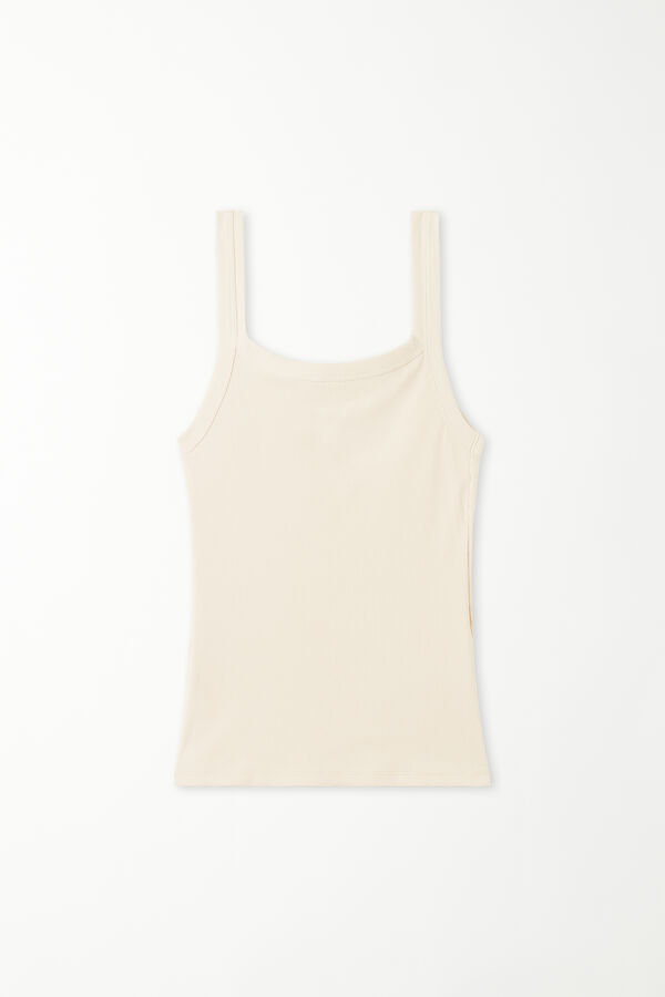 Ribbed Cotton Square-Neck Tank Top  