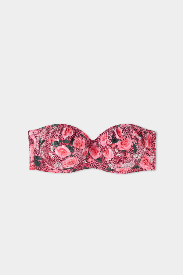 Wild Roses Padded Bandeau Bikini Top  